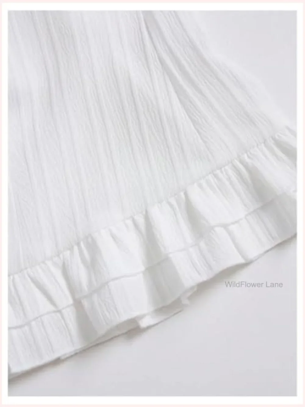 Frill Trim Button Down Shirt Puff Sleeve Tie Front Blouse - Picture 5 of 5